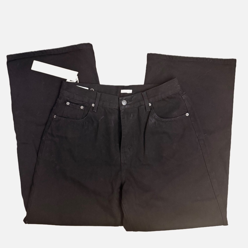 Adjustable Waist Black Jeans Women's 30 Baggy Wide Leg Y2K Indie Sleaze Denim - Picture 5 of 11